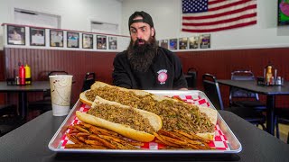 YOU HAVE TO EAT MORE THAN THE CURRENT CHAMP TO BEAT THIS CHEESESTEAK CHALLENGE  BeardMeatsFood [upl. by Ellener]