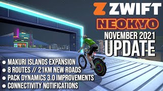 ZWIFT Expands Makuri Islands Neokyo  November 2021 Update [upl. by Kurth]