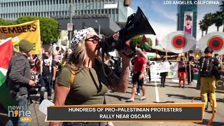 OSCARS  Hundreds Of ProPalestinian Protesters Rally Near oscars  News9 [upl. by Frank110]