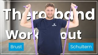 Workout mit Theraband ➡️ 8 Übungen für kräftige Schultern und Brust [upl. by Aynekal414]