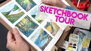 Watercolor amp Gouache Landscape Sketchbook Tour 9 Summer 2021 ✶ Strathmore travel journal 7x10 [upl. by Onairot]