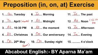 Exercise  Preposition  in on at  preposition englishgrammar [upl. by Aspa564]