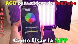 Configuración de iluminación RGB para videos de YouTube kit de iluminación LED GVM  Como usar APP [upl. by Nosmirc]