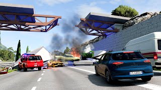 Collapsing Bridge Accidents 6  BeamNGdrive [upl. by Adara]