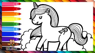 Wie man ein Einhorn zeichnet 🦄 Ein niedliches Einhorn zeichnen und ausmalen 🌈 Kinderzeichnungen [upl. by Ulane]