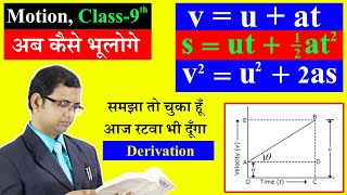 Derivation of all 3 equations of motion  MOTION Class 9  Graphically [upl. by Menides]