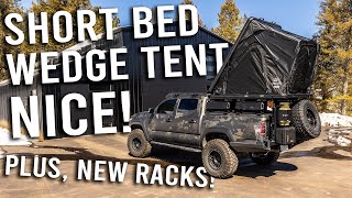 Tacoma Roof Rack Bed Rack Tent Updates  Short Bed  Wedge Tent  No Problem 2024 Tacoma Updates [upl. by Ravid]