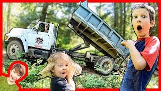 REAL DUMP TRUCKS WORKING AT OUR HOUSE [upl. by Enelaj557]