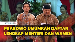 FULL Daftar Lengkap Kabinet Merah Putih Presiden Prabowo Subianto Umumkan di Istana Merdeka [upl. by Aleac656]