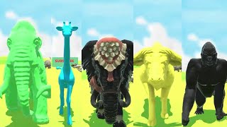 Heaviest Colored Animals Speed Races  Giraffe Elephant Buffalo Gorilla Woolly Mammoth [upl. by Hurless]