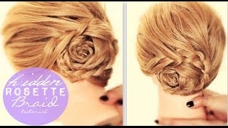 ★HIDDEN ROSETTE BRAID BUN TUTORIAL  CUTE HAIRSTYLES FOR MEDIUM LONG HAIR  UPDO Peinados Trenzas [upl. by Elbas]