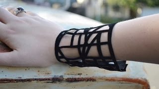 Make a Cut Leather Bracelet  Faux Laser cut [upl. by Ellehc]