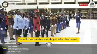 Gabon  Stupide hymne à la gloire du dictateur oligui bongo et culte nauséeux de sa personne [upl. by Minne]