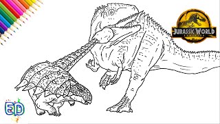 How to Draw Ankylosaurus vs Giganotosaurus  Step by Step [upl. by Nollid]