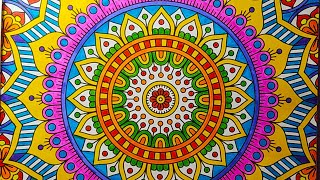 Step by Step MANDALA Coloring for Kids  Relaxing coloring Mandala  Easy Coloring Tutorial for Kids [upl. by Adnar]