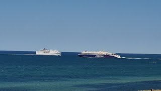 MS Superspeed 1 Color Line meets MS Norröna Smyril Line outside Hirtshals  Denmark [upl. by Airehc]