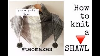 How to knit a TRIANGLE shawlCARON CAKES review [upl. by Quartis]