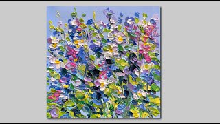 Abstract Acrylic Flowers Painting Palette knife Tutorial [upl. by Nored]