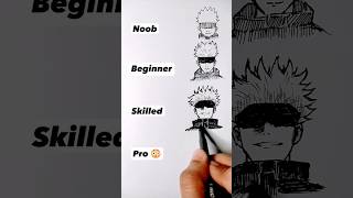 How to Draw GojoJujutsuKaisen in different levels😳 shorts anime drawing [upl. by Yehs]