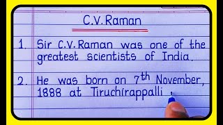 10 Lines On CV RAMAN In EnglishCV raman 10 lines short biography in english [upl. by Ecirtam]