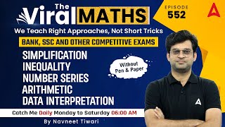 Bank Exams  Simplification  Number Series  Inequality  Arithmetic amp DI By Navneet Tiwari [upl. by Oshinski]