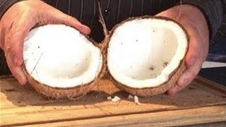 How to crack open a fresh coconut quickly and easily with tools that everybody owns [upl. by Nitza]