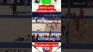 ishikawa ends the game sekita saves japan vs france volleyball [upl. by Aicirtac100]