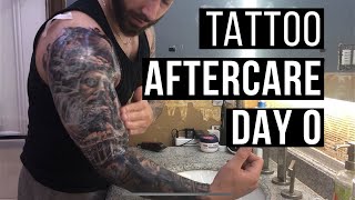 How To Treat A New Tattoo Healing ProcessAftercare DAY 0  FRESH [upl. by Yetti]