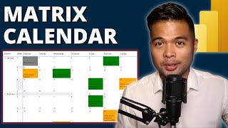 SIMPLE CALENDAR using DEFAULT MATRIX visual in Power BI  Beginners Guide to Power BI in 2023 [upl. by Tarton]