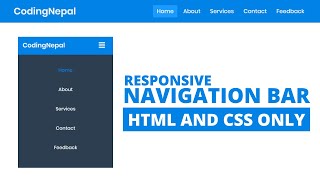 How to Create Responsive Navigation Bar using HTML and CSS [upl. by Gene]