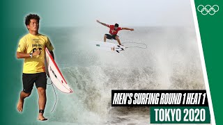 Mens Surfing Round 1 Heat 1 Tokyo 2020 [upl. by Enomas632]