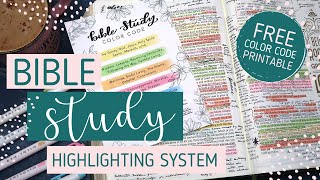 EASY BIBLE STUDY HIGHLIGHTING SYSTEM  FREE bible color coding guide  How I Study My Bible [upl. by Hatokad420]