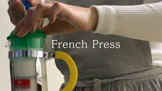 HOME CAFE VLOG 🏠 How to practice latte art with French Press [upl. by Nuaj131]