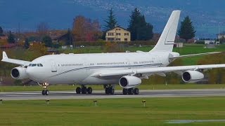 FullHD Alpha Star Airbus A340200 takeoff at GenevaGVALSGG [upl. by Haley636]