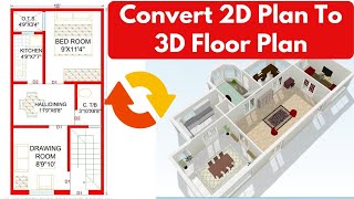 How To Make Floor Plan To 3D Model  3D House Design  House 3D Model  Ghar Ka Naksha 3D [upl. by Martel]