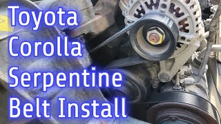 How To Change The Serpentine Belt On A 2003 2004 2005 2006 2007 2008 Toyota Corolla [upl. by Holleran]