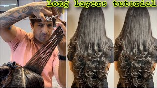 How to Long Layer Hair cut  हेयर कट करना सिखे बिल्कुल आसान तरिखे से  step by step tutorial Hindi [upl. by Trinetta]