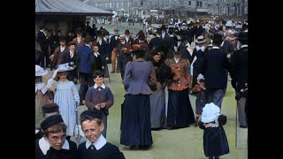 4k 50fps colorized 1901 Panoramic View of the Morecambe Sea Front [upl. by Weasner]