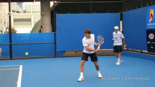 Roger Federer  Slow Motion Backhands in High Definition Australian Open 2011 [upl. by Wilkens]