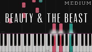 Beauty amp The Beast  Disney  MEDIUM Piano Tutorial [upl. by Aiel]