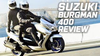 Suzuki Burgman 400 Review  Suzukis flagship scooter tested on UK roads [upl. by Ruff]