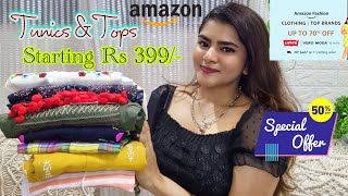 Amazon Tunic Kurtis haul starting Rs 399  Amazon Tops haul  Amazon haul  Amazon Sale  Tops haul [upl. by Aramit63]