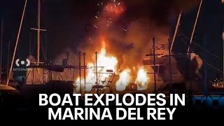 Boat with fireworks ammunition explodes in California  West Coast Wrap [upl. by Aniale]