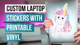 🤩 How to Print on Vinyl  Making Custom Laptop Stickers with Cricut [upl. by Millford]