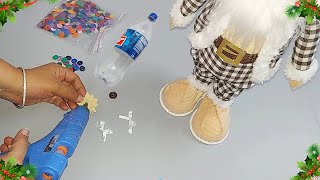 Easy Low cost Christmas decoration idea from waste plastic bottle  DIY Christmas craft idea🎄261 [upl. by Lekcar]