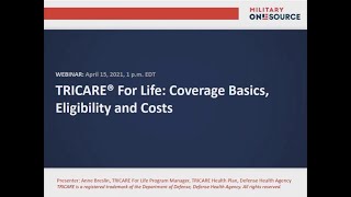 TRICARE For Life Coverage Basics Eligibility and Costs April 2021 [upl. by Bryanty]