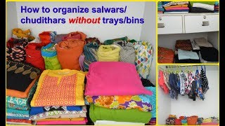 How to organize womens wardrobe without using traysboxesSalwarsChudithar organization [upl. by Zaria]