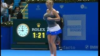 Caro Wozniacki imitates Serena Williams during exo match Gillette Federer TourSao Paulo Brazil [upl. by Eaned]