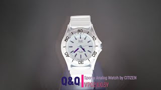 QampQ by Citizen Best Budget 100M Analog Sports Watch  VP02J003Y  Video unboxing tutorial amp review [upl. by Aivilo]