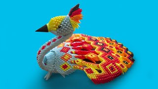 How to make a 3D origami Large Peacock [upl. by Morse]